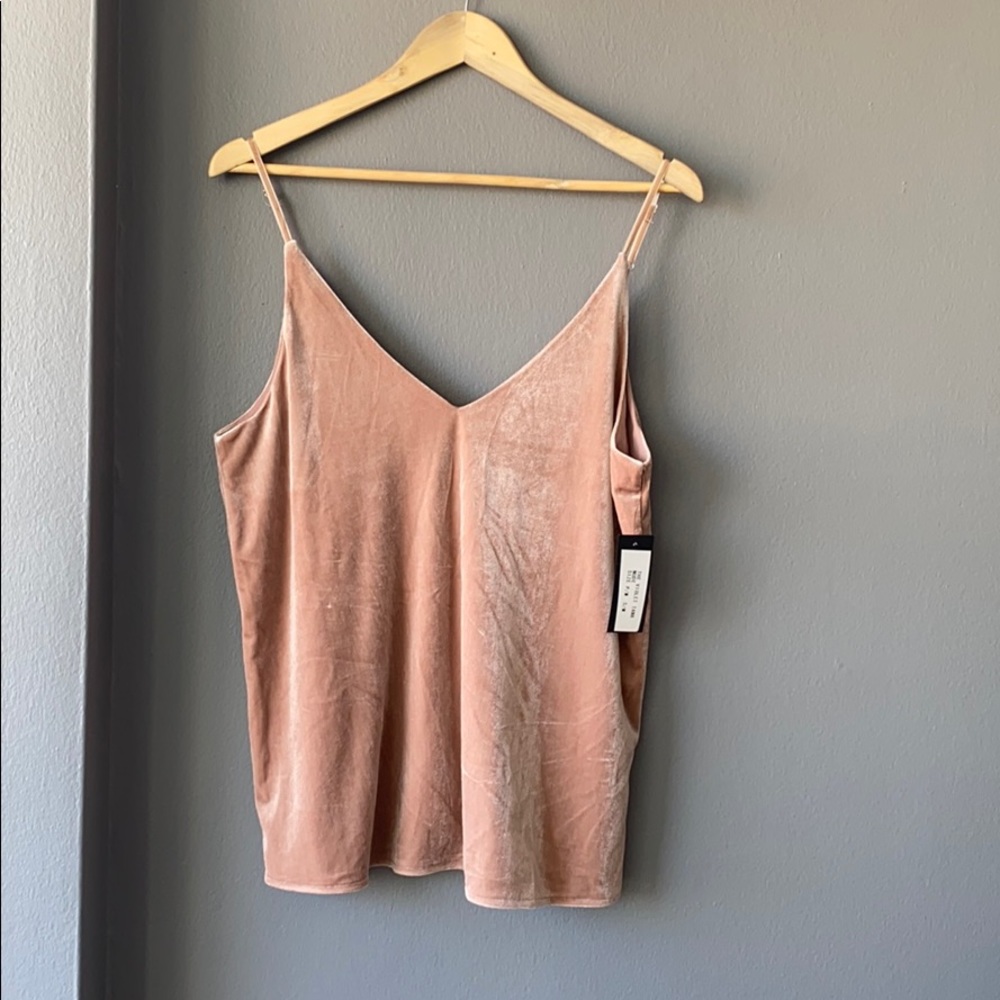 Brunette The Label: Pink/Nude Velvet Tank